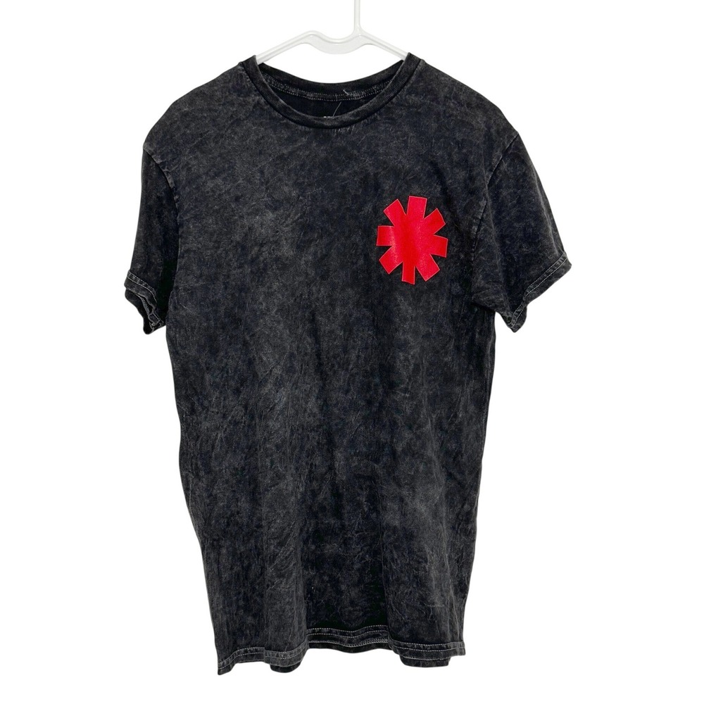 Red Hot Chili Peppers Shirt Medium Black Acid Wash Band Tee Asterisk Graphic M